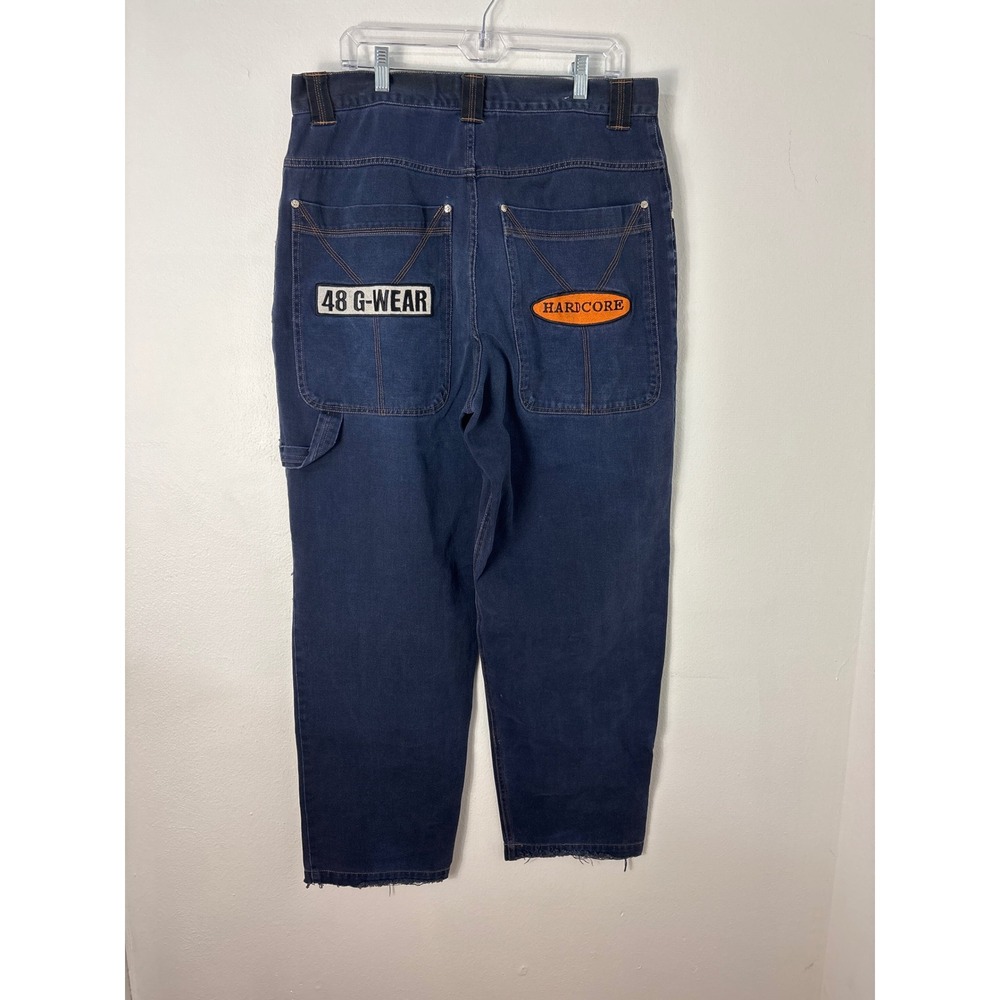 Y2K 48 Jeans Mens 38 Thrashed Hip-Hop Skater‎ Baggy Carpenter Jeans Patches - Picture 11 of 11